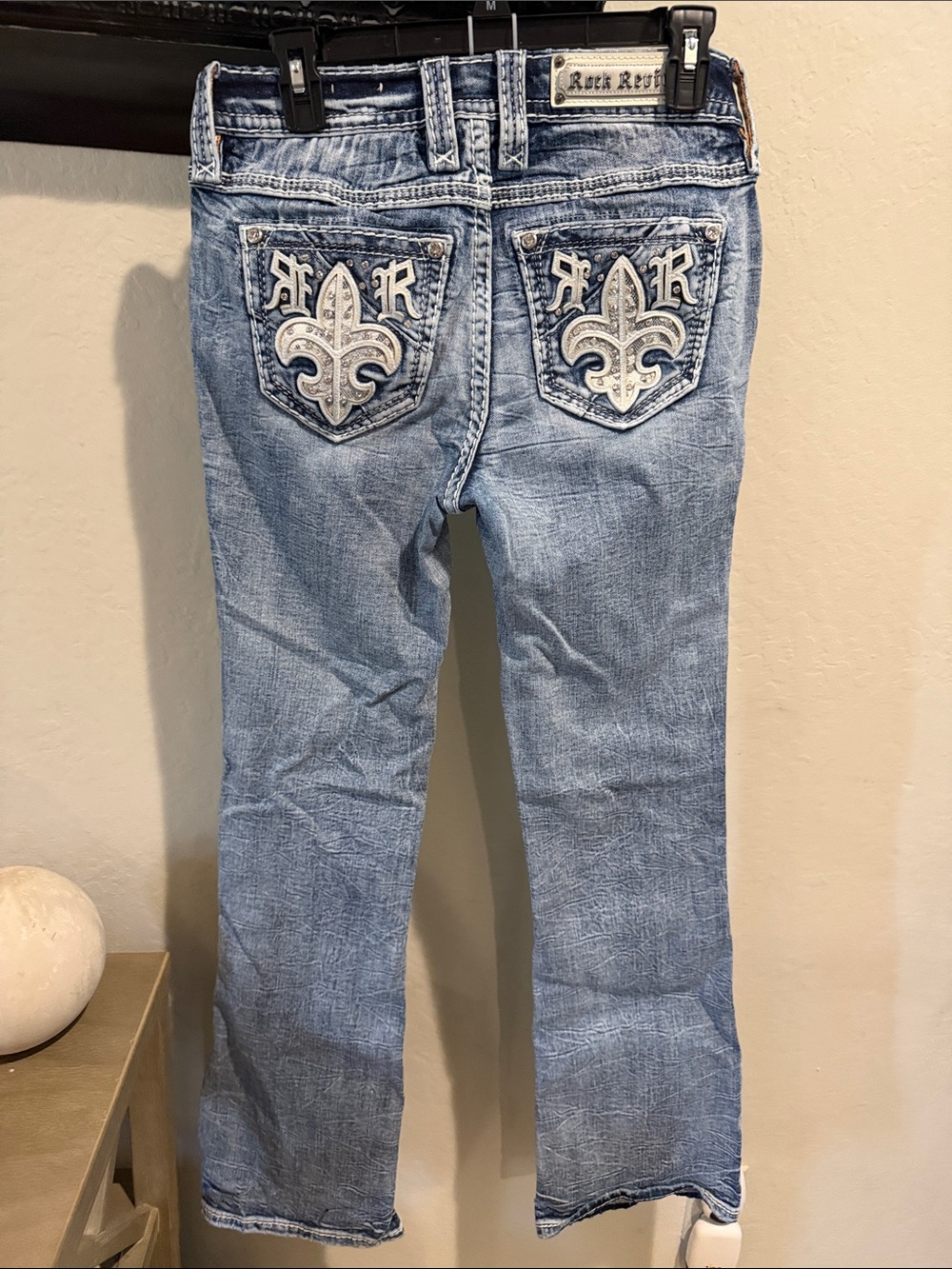 Rock Revival Light Blue Fleur Embroidered Bling Bootcut Jeans from Buckle